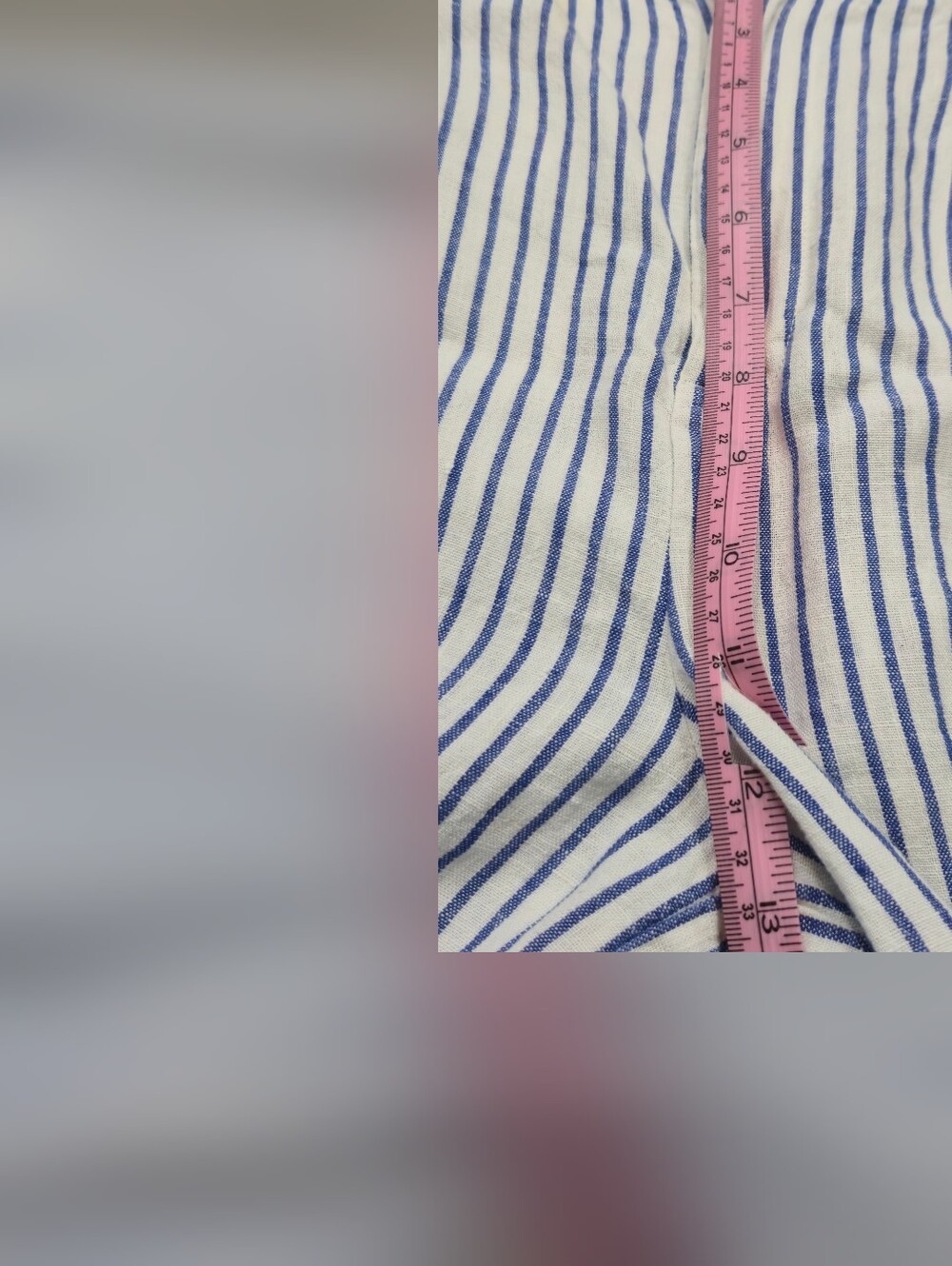 Madewell The Harlow Wide-Leg Pant 100% Linen Blue White Stripe Size 6 - Picture 9 of 16